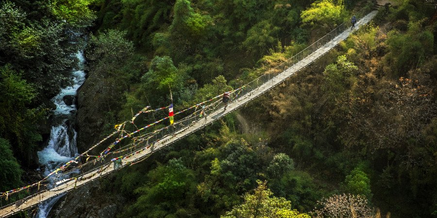 Ponte sospeso nella Langtang Valley